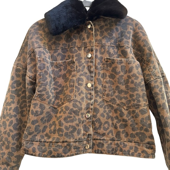 SUPERDOWN Revolve Cici snap front jacket Removable Fur Collar Denim Heavy Small - Picture 5 of 16
